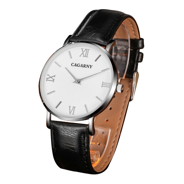 CAGARNY 6812 Concise Style Ultra Thin Quartz Wrist Watch with Leather Band for Women