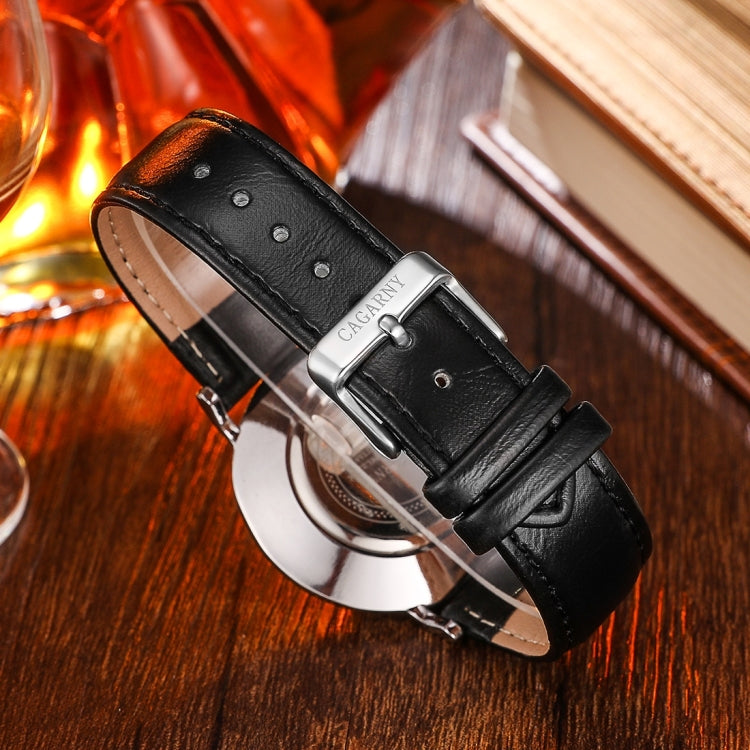 CAGARNY 6812 Concise Style Ultra Thin Quartz Wrist Watch with Leather Band for Women