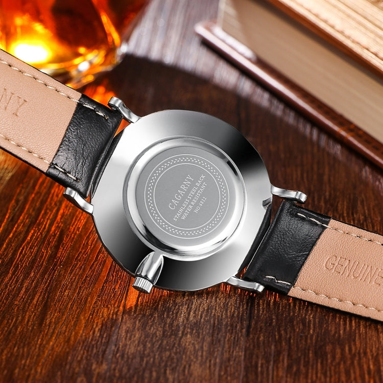 CAGARNY 6812 Concise Style Ultra Thin Quartz Wrist Watch with Leather Band for Women