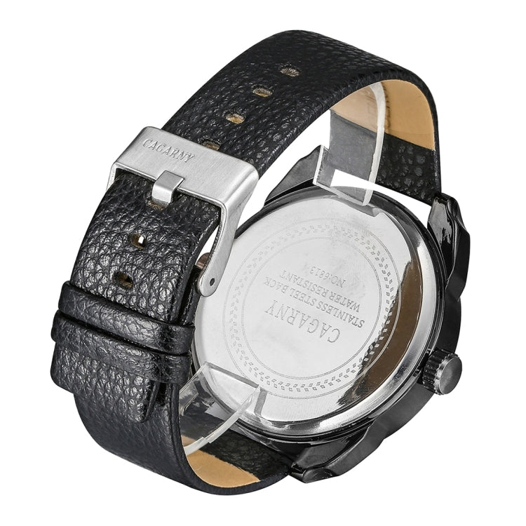 CAGARNY 6813 Fashionable  Dual Clock Quartz Business Wrist Watch with Leather Band for Men