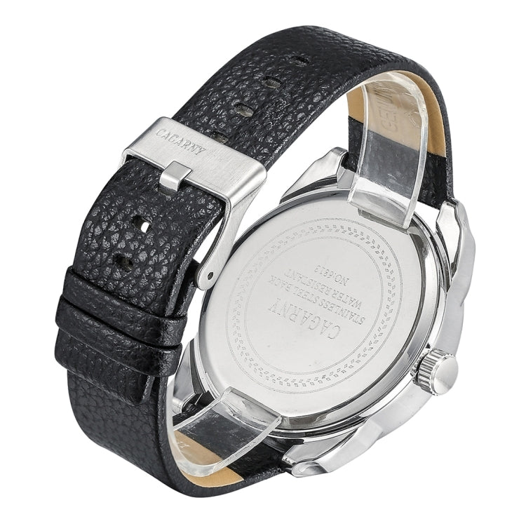 CAGARNY 6813 Fashionable  Dual Clock Quartz Business Wrist Watch with Leather Band for Men