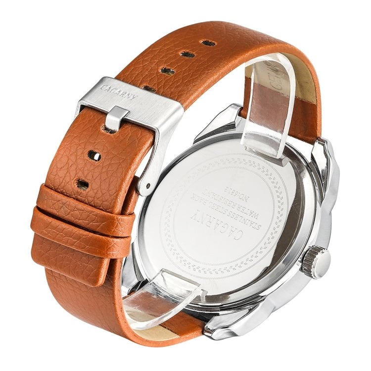 CAGARNY 6813 Fashionable  Dual Clock Quartz Business Wrist Watch with Leather Band for Men