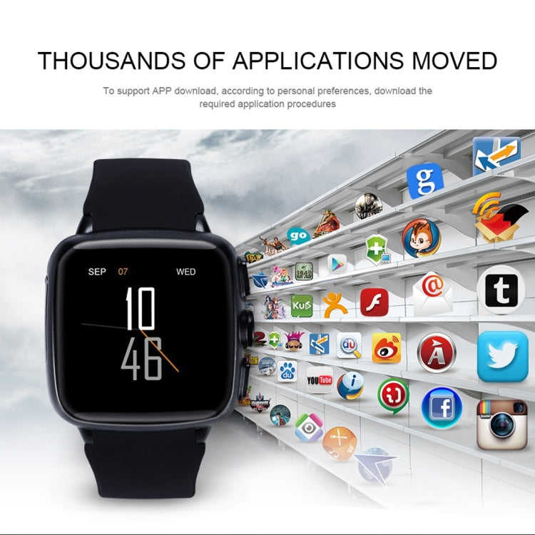 Z01 Smart Watch Phone, 4GB+512MB, Capacitive Touch Screen Android System, MTK6572 Dual Core, 1.2GHz,3G /2G Network, Support Pedometer / Bluetooth V4.0 / WiFi / GPS / FM Radio, with Silicone Strap