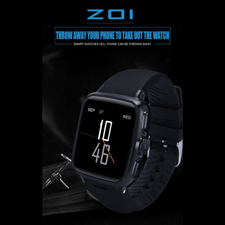 Z01 Smart Watch Phone, 4GB+512MB, Capacitive Touch Screen Android System, MTK6572 Dual Core, 1.2GHz,3G /2G Network, Support Pedometer / Bluetooth V4.0 / WiFi / GPS / FM Radio, with Silicone Strap