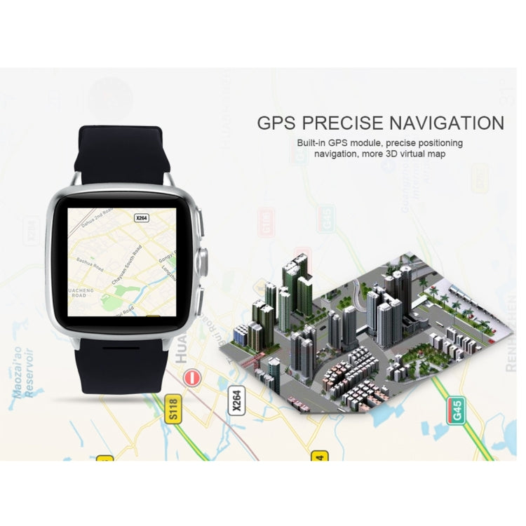 Z01 Smart Watch Phone, 4GB+512MB, Capacitive Touch Screen Android System, MTK6572 Dual Core, 1.2GHz,3G /2G Network, Support Pedometer / Bluetooth V4.0 / WiFi / GPS / FM Radio, with Silicone Strap