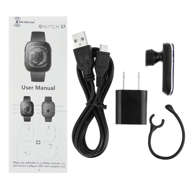 KEN XIN DA S7 Smart Watch Phone, 1.54 inch Touch Screen, Support Heart Rate, Bluetooth, FM Radio, MP4, GSM