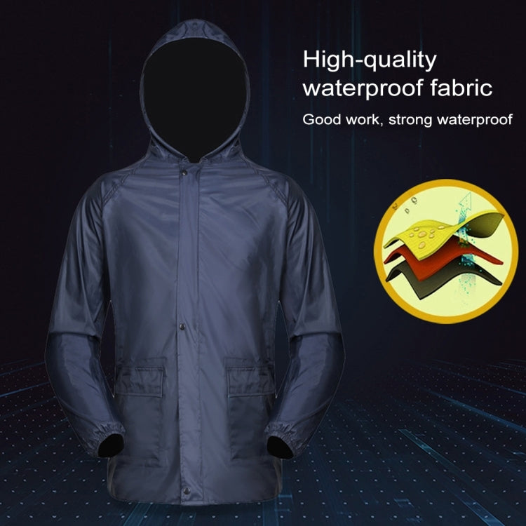 Durable Motorcycle Split Raincoat Pants Suit Riding Bicycle Electric Bike Windproof Waterproof Rain Wear for Adult, Size: 2XL(Navy Blue)
