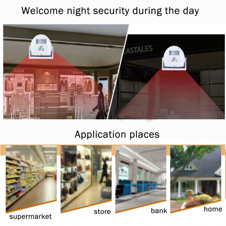 5301 Wireless Infrared Motion Sensor Welcome Alarm Intelligent Greeting Warning Doorbell, IR Distance: 10m