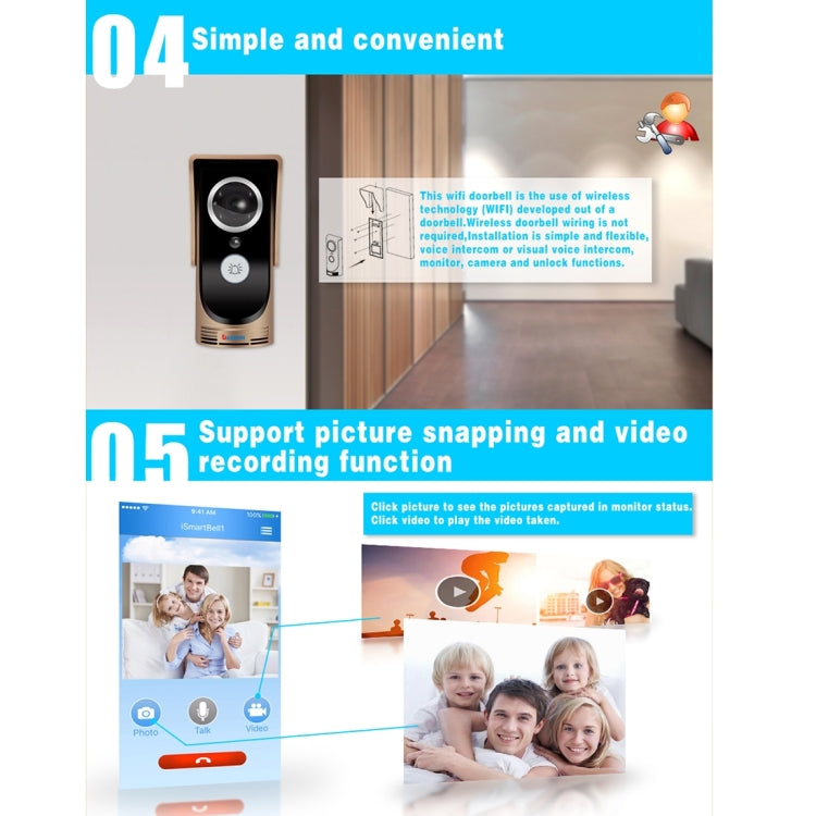 Waterproof WiFi Remote Video Intercom Doorbell with 1/3 inch 1.0MP Camera, Support iOS & Android APP, Waterproof Level: IP55