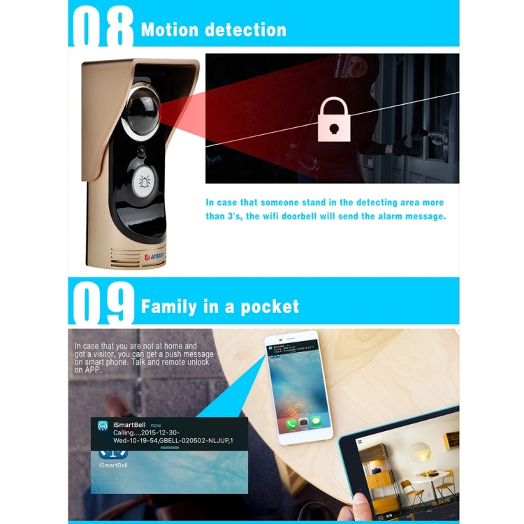 Waterproof WiFi Remote Video Intercom Doorbell with 1/3 inch 1.0MP Camera, Support iOS & Android APP, Waterproof Level: IP55