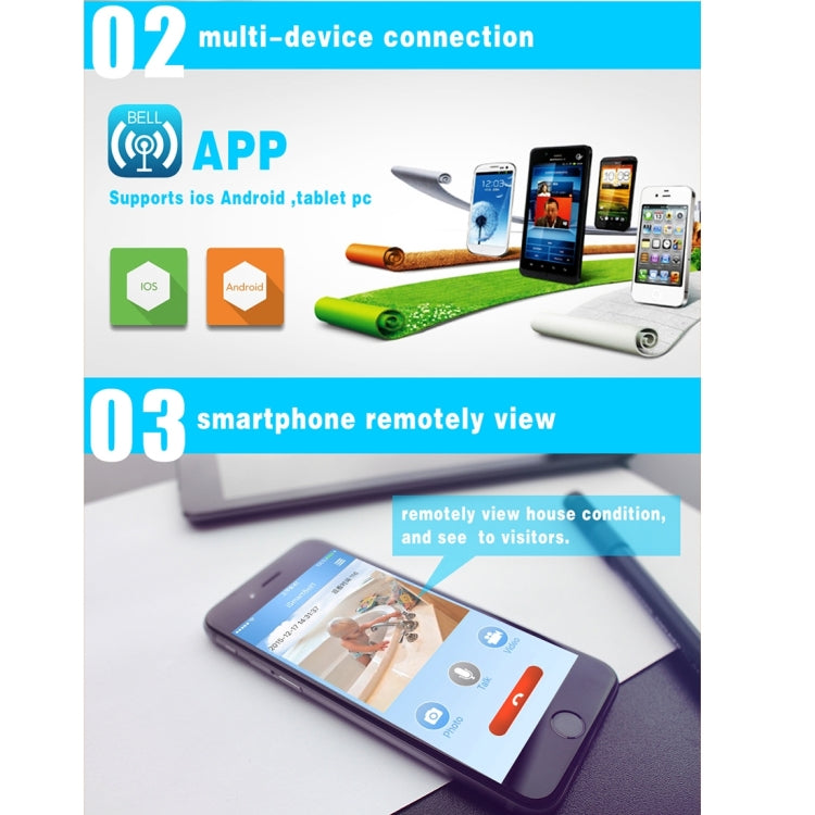 Waterproof WiFi Remote Video Intercom Doorbell with 1/3 inch 1.0MP Camera, Support iOS & Android APP, Waterproof Level: IP55