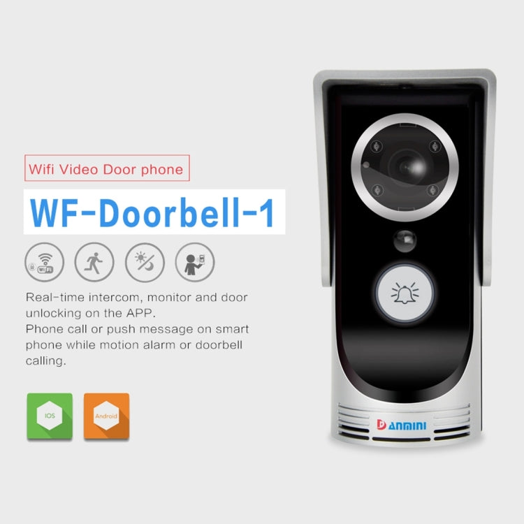 Waterproof WiFi Remote Video Intercom Doorbell with 1/3 inch 1.0MP Camera, Support iOS & Android APP, Waterproof Level: IP55