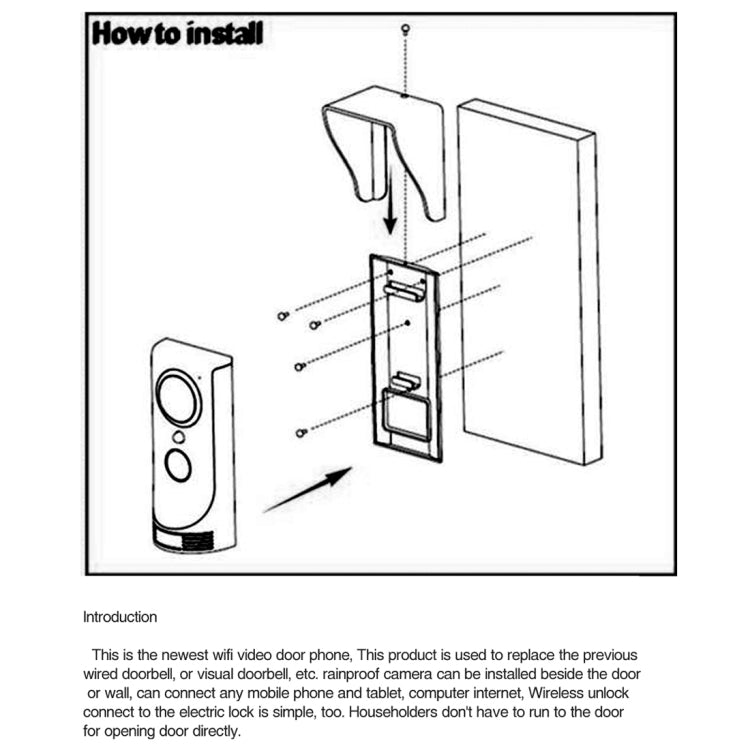 Waterproof Security Monitoring Host WiFi Remote Video Intercom Doorbell with 1/3 inch 1.0MP Camera, Support iOS & Android APP, Waterproof Level: IP55