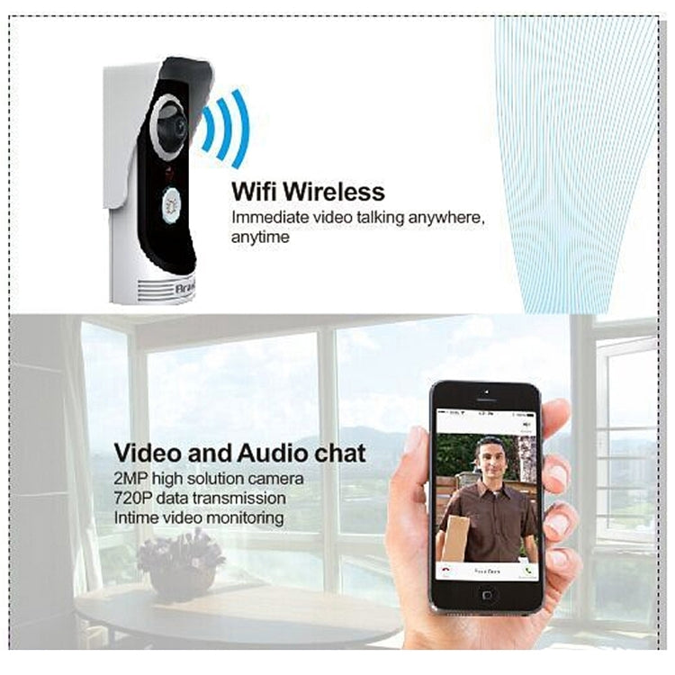 Waterproof Security Monitoring Host WiFi Remote Video Intercom Doorbell with 1/3 inch 1.0MP Camera, Support iOS & Android APP, Waterproof Level: IP55