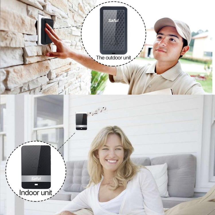 Saful TS-K106 IP68 Waterproof 4-Level Ring Tone Adjustable Wireless Intelligent Self-generating Doorbell with 28 First Ringtones