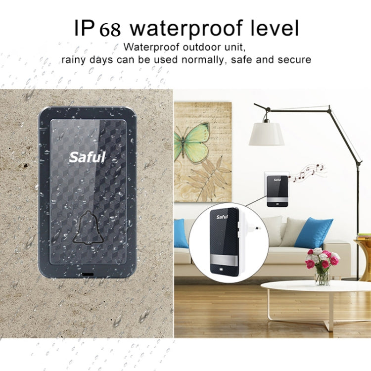 Saful TS-K106 IP68 Waterproof 4-Level Ring Tone Adjustable Wireless Intelligent Self-generating Doorbell with 28 First Ringtones