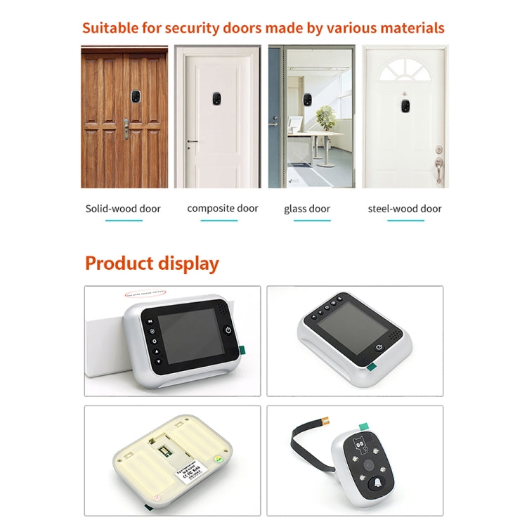 SF518 3.5 inch Screen 0.3MP Security Camera No Disturb Peephole Viewer, Support TF Card & Infrared Night Vision