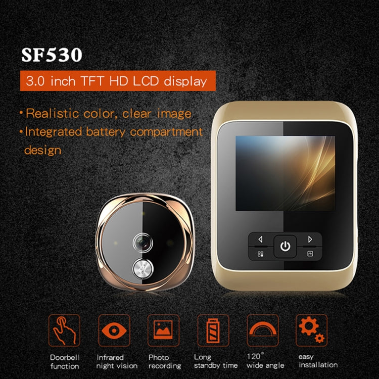 SF530 3.0 inch Screen 0.3MP Security Camera No Disturb Peephole Viewer, Support TF Card & Infrared Night Vision