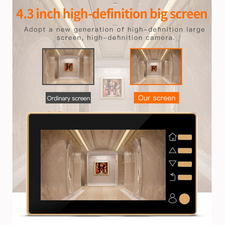 Danmini Q10 4.3 Inch Screen Motion Detection Camera Video Alarm Smart Digital Door Viewer, Support TF Card(Gold)