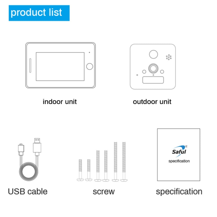 TS-509 4.3 inch 960P HD Screen WiFi Smart Video Doorbell Peephole Viewer, Support Visual Intercom & Night Vision & Motion Detection