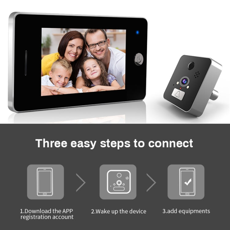 TS-509 4.3 inch 960P HD Screen WiFi Smart Video Doorbell Peephole Viewer, Support Visual Intercom & Night Vision & Motion Detection