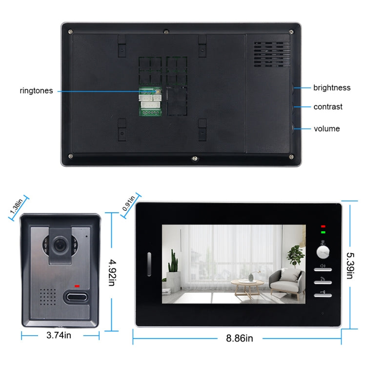 TS-YP710MA 7 inch Screen Smart Video Doorbell Peephole Viewer, Support Visual Intercom & Night Vision & Real-time Monitoring