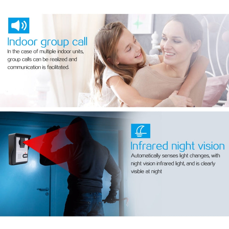 TS-YP710MA 7 inch Screen Smart Video Doorbell Peephole Viewer, Support Visual Intercom & Night Vision & Real-time Monitoring