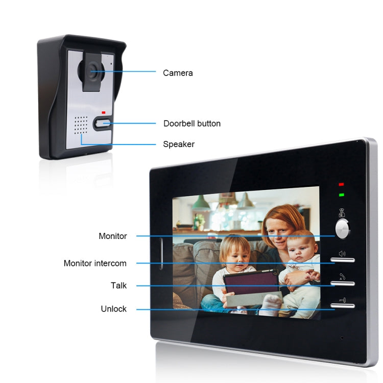 TS-YP710MA 7 inch Screen Smart Video Doorbell Peephole Viewer, Support Visual Intercom & Night Vision & Real-time Monitoring