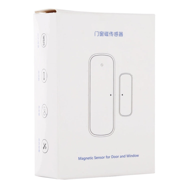 QEVDO QDSW1 WiFi Door and Window Magnetic Sensor Intelligent Alarm Soor and Window Security System, Support APP Alarm & Alexa / Google Voice Control(White)