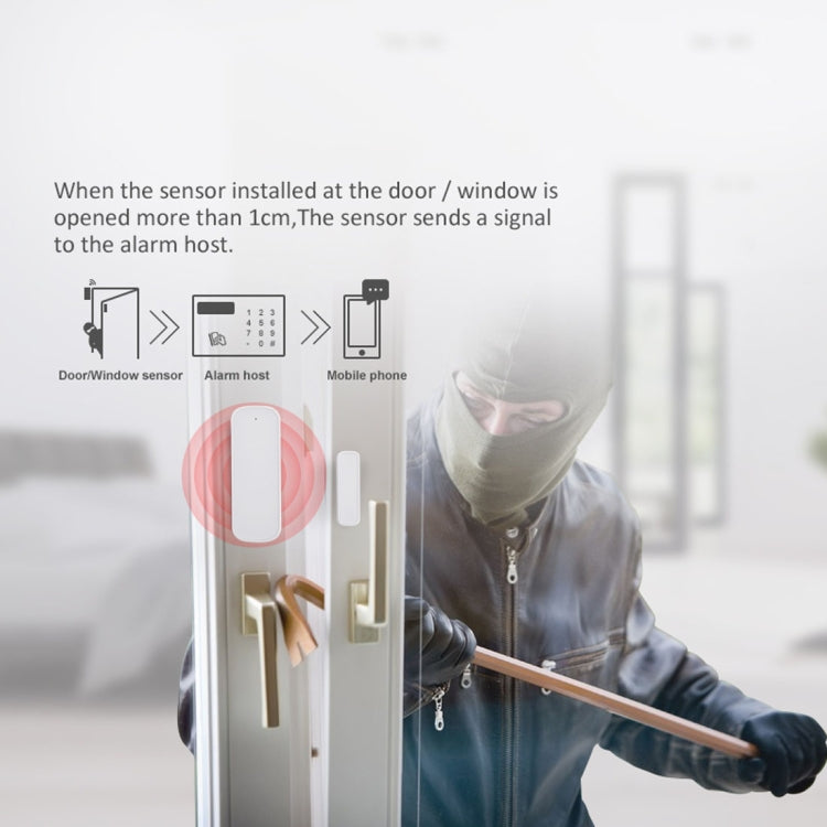 QEVDO QDSW1 WiFi Door and Window Magnetic Sensor Intelligent Alarm Soor and Window Security System, Support APP Alarm & Alexa / Google Voice Control(White)