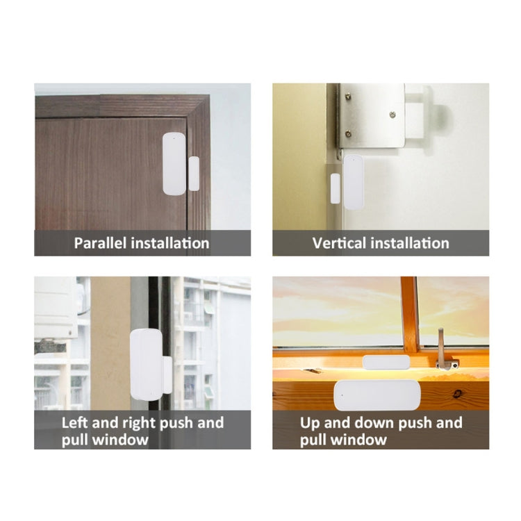 QEVDO QDSW1 WiFi Door and Window Magnetic Sensor Intelligent Alarm Soor and Window Security System, Support APP Alarm & Alexa / Google Voice Control(White)