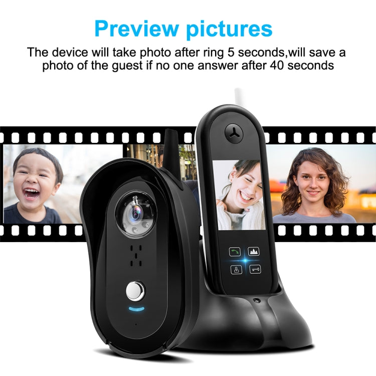 TS-999A2 Wireless Digital Video Door Phone Doorbell with 2.5 inch Display Screen & Antenna, Support Infrared Night Vision, Indoor Group Call, One-button Unlock, Real Time Monitoring
