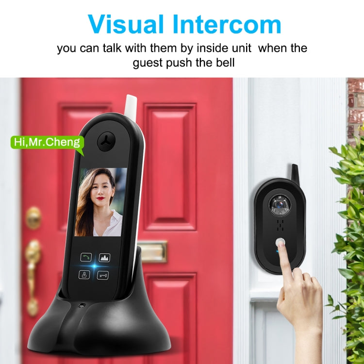 TS-999A2 Wireless Digital Video Door Phone Doorbell with 2.5 inch Display Screen & Antenna, Support Infrared Night Vision, Indoor Group Call, One-button Unlock, Real Time Monitoring