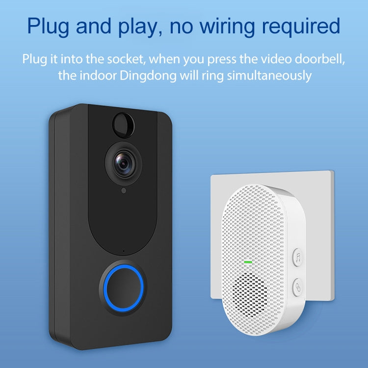 V7 Standard Edition 1080P Wireless WiFi Smart Doorbell, Support Motion Detection & Infrared Night Vision & Two-way Voice(Black)