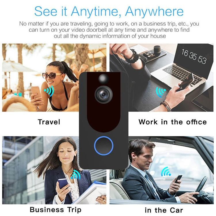 V7 Standard Edition 1080P Wireless WiFi Smart Doorbell, Support Motion Detection & Infrared Night Vision & Two-way Voice(Black)