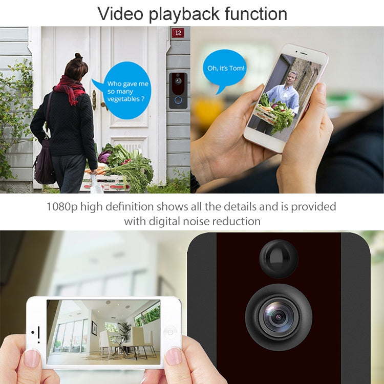 V7 Standard Edition 1080P Wireless WiFi Smart Doorbell, Support Motion Detection & Infrared Night Vision & Two-way Voice(Black)