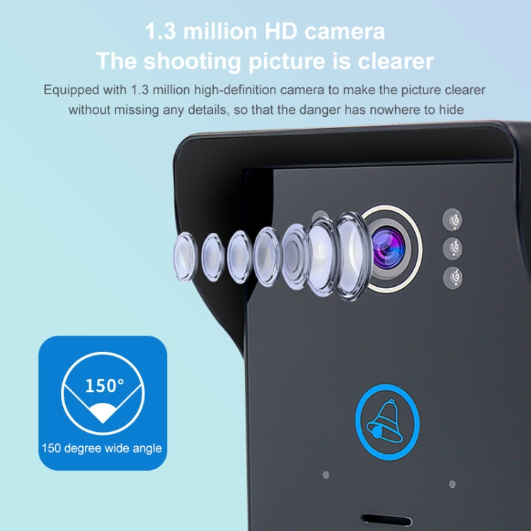 TS-WIFI708C 1.3 Million Pixels Smart WiFi Video Intercom Doorbell with 7 inch Display & 16 Polyphonic Ringtones, Support Infrared Night Vision, US Plug / EU Plug