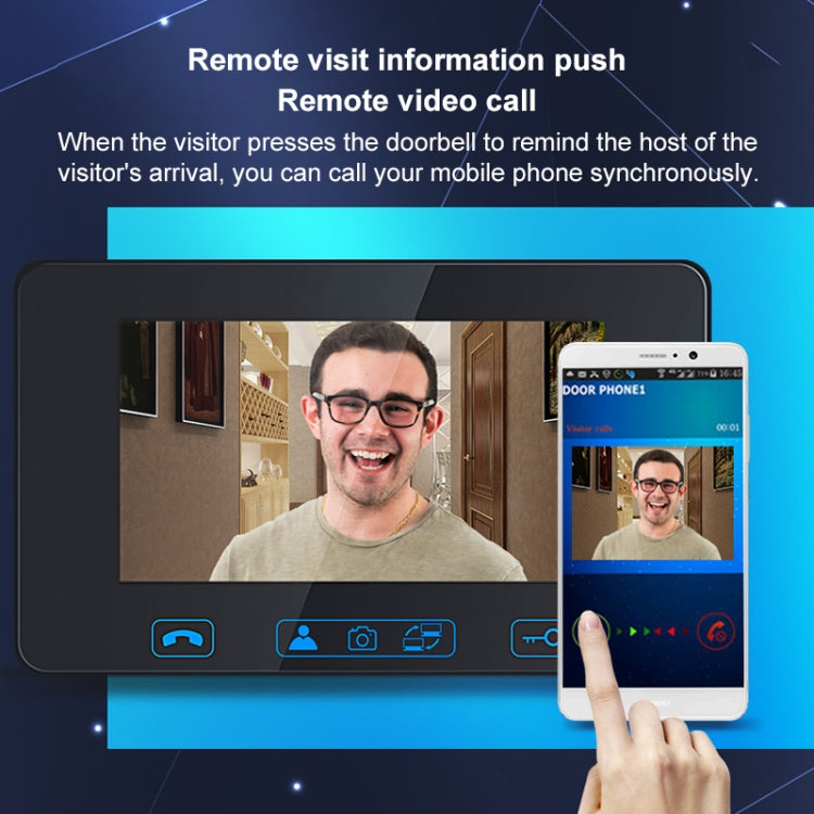 TS-WIFI708C 1.3 Million Pixels Smart WiFi Video Intercom Doorbell with 7 inch Display & 16 Polyphonic Ringtones, Support Infrared Night Vision, US Plug / EU Plug