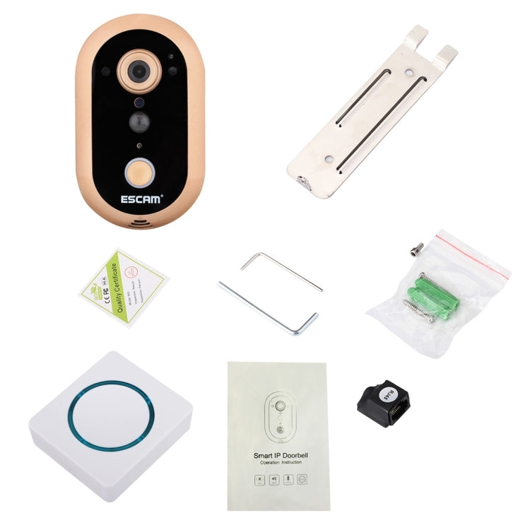 ESCAM QF600 WiFi Smart Doorbell 720P 1.0MP Indoor PIR Alarm Camera, Support Night Vision, IR Distance: 5m