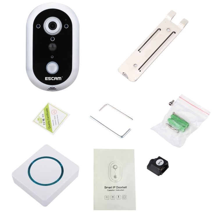 ESCAM QF600 WiFi Smart Doorbell 720P 1.0MP Indoor PIR Alarm Camera, Support Night Vision, IR Distance: 5m