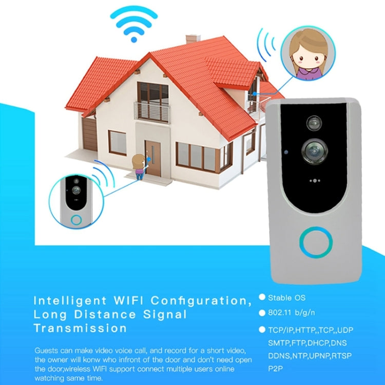 M2 720P Smart WIFI Video Visual Doorbell,Support Mobile Phone Remote Monitoring & Night Vision (Grey)