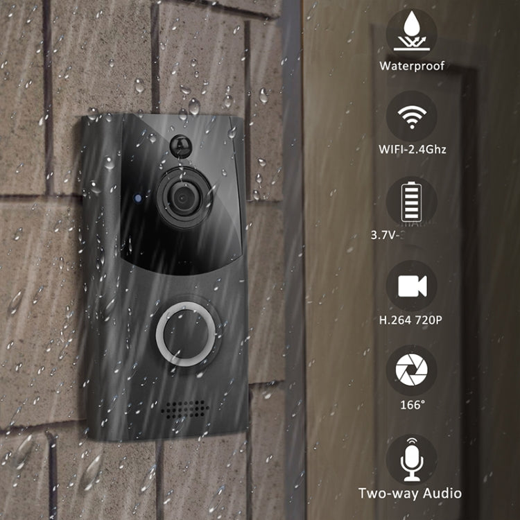 M11 720P Smart WIFI Ultra Low Power Video Visual Doorbell,Support Phone Remote Monitoring & Night Vision& IP53 Waterproof & SD Card (Dark Grey)