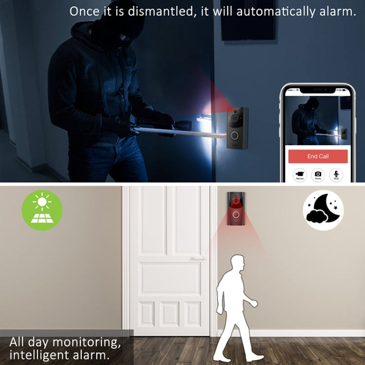 M11 720P Smart WIFI Ultra Low Power Video Visual Doorbell,Support Phone Remote Monitoring & Night Vision& IP53 Waterproof & SD Card (Dark Grey)