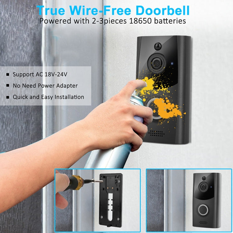 M11 720P Smart WIFI Ultra Low Power Video Visual Doorbell,Support Phone Remote Monitoring & Night Vision& IP53 Waterproof & SD Card (Dark Grey)
