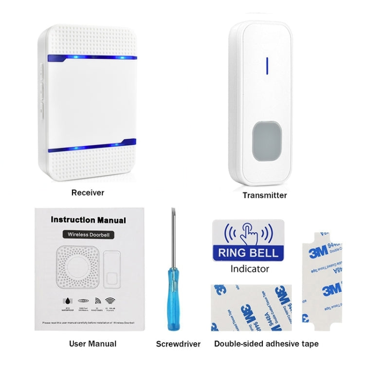 N15K-1T1-B 110dB Wireless IP55 Waterproof Low Power Consumption WiFi Doorbell Receiver with Night Light , eceiver Distance: 300m