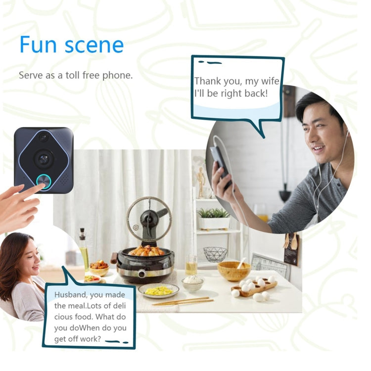 X6 1080P 180 Degree Panoramic WiFi Smart Waterproof Digital Camera Door Viewer, Support Phone Monitoring & Infrared Motion Detection (Black)