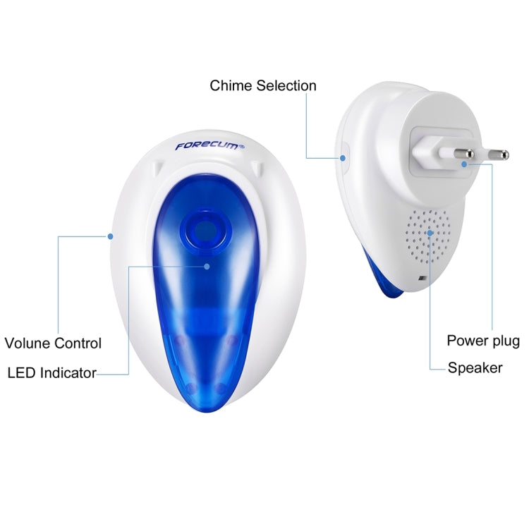 Forecum 7 Wireless Smart Home Doorbell with Single Receiver, Remote Control Distance: 200m (Open Air), EU Plug