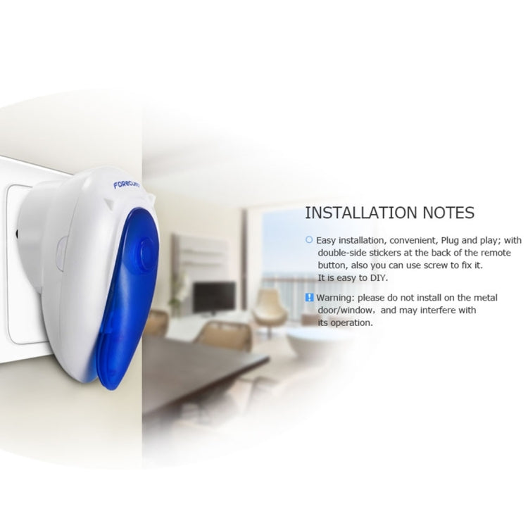 Forecum 7F Wireless Smart Home Doorbell with Dual Receiver, Remote Control Distance: 200m (Open Air), EU Plug