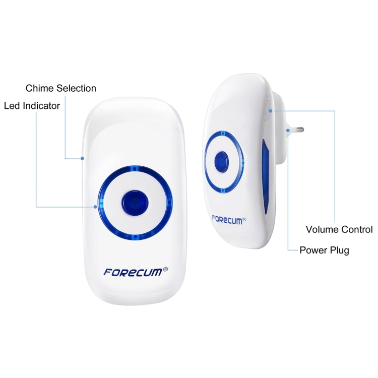 Forecum 8 Wireless Smart Home Doorbell with Single Receiver, Remote Control Distance: 200m (Open Air), EU Plug