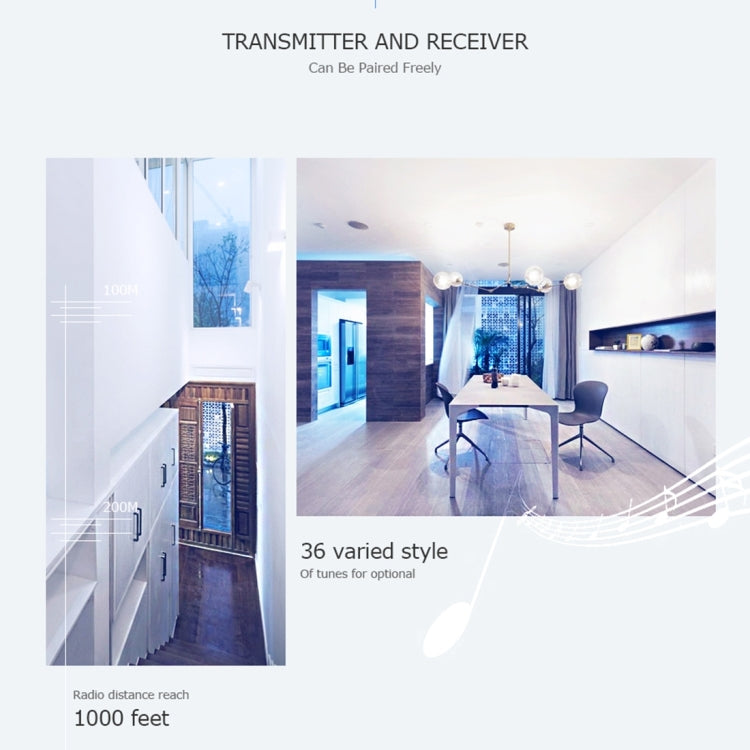 Forecum 8 Wireless Smart Home Doorbell with Single Receiver, Remote Control Distance: 200m (Open Air), EU Plug